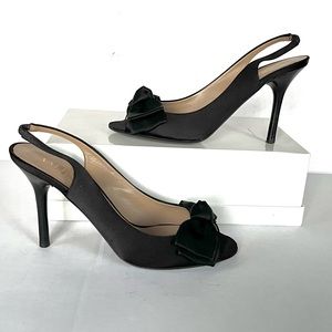 Valentino black satin heels with bow 37.5